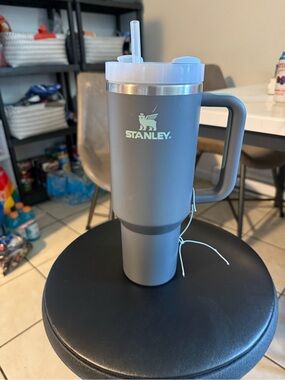 Stanley Matte Gray Travel Tumbler with Handle and Straw